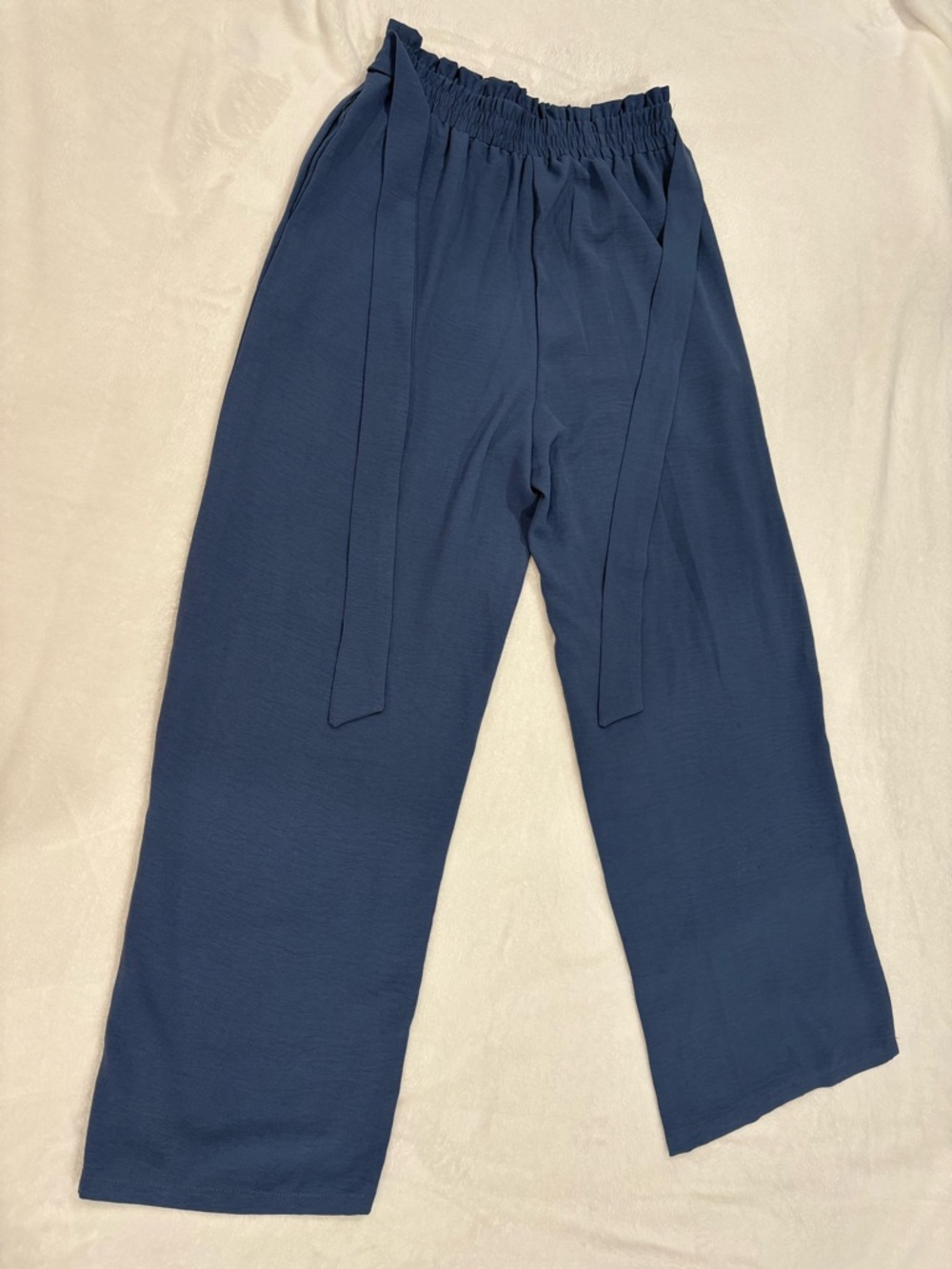 Elastic Waist Wide-Leg Pants in Deep Navy